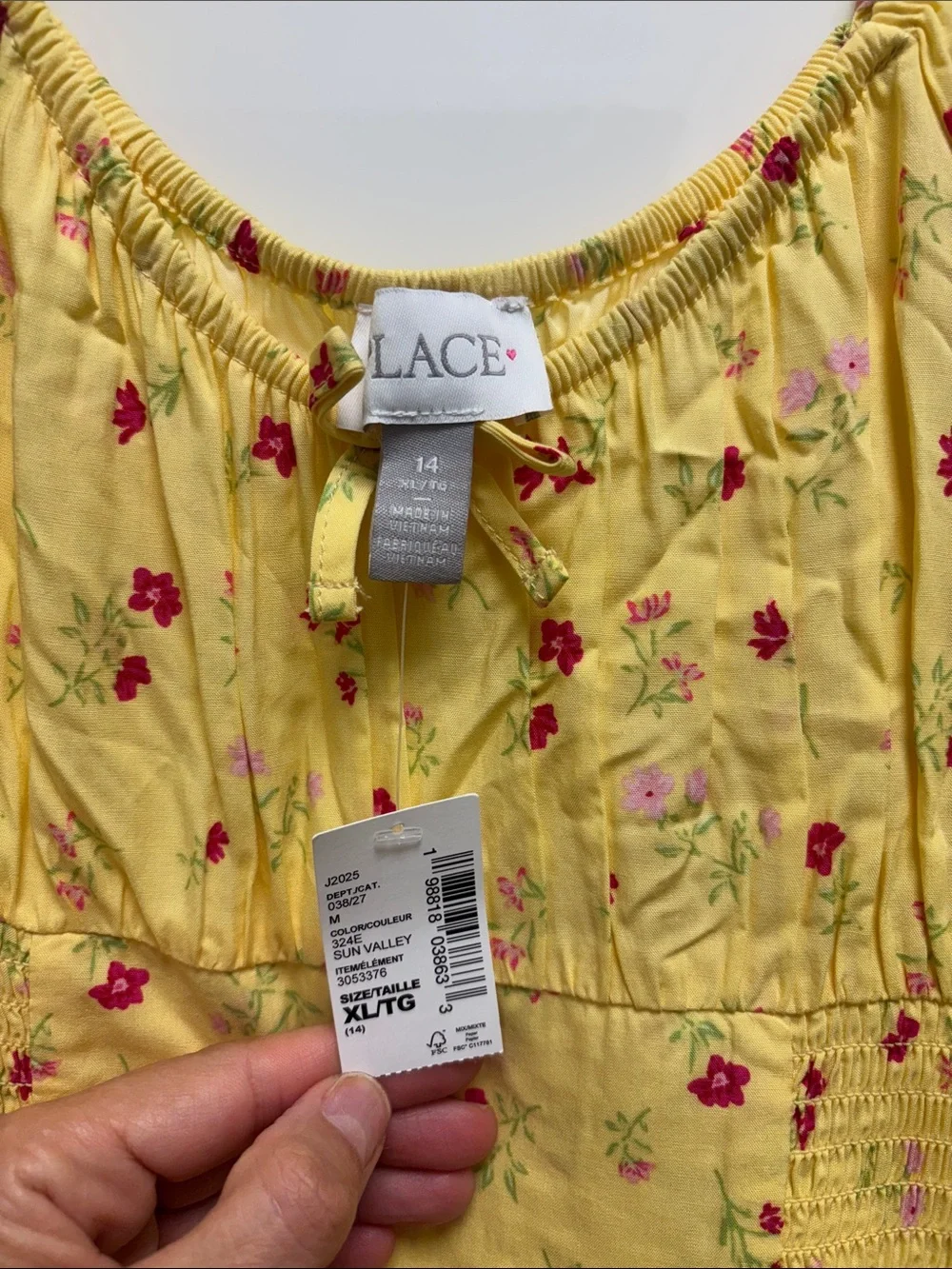 The Children's Place Yellow Dress with Red Floral Print